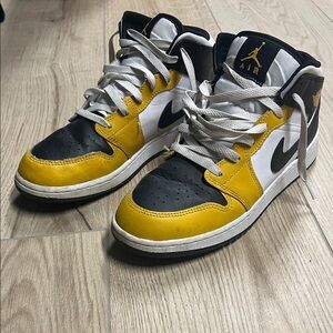 Nike Air Jordan Sneakers in Black, Yellow, and White